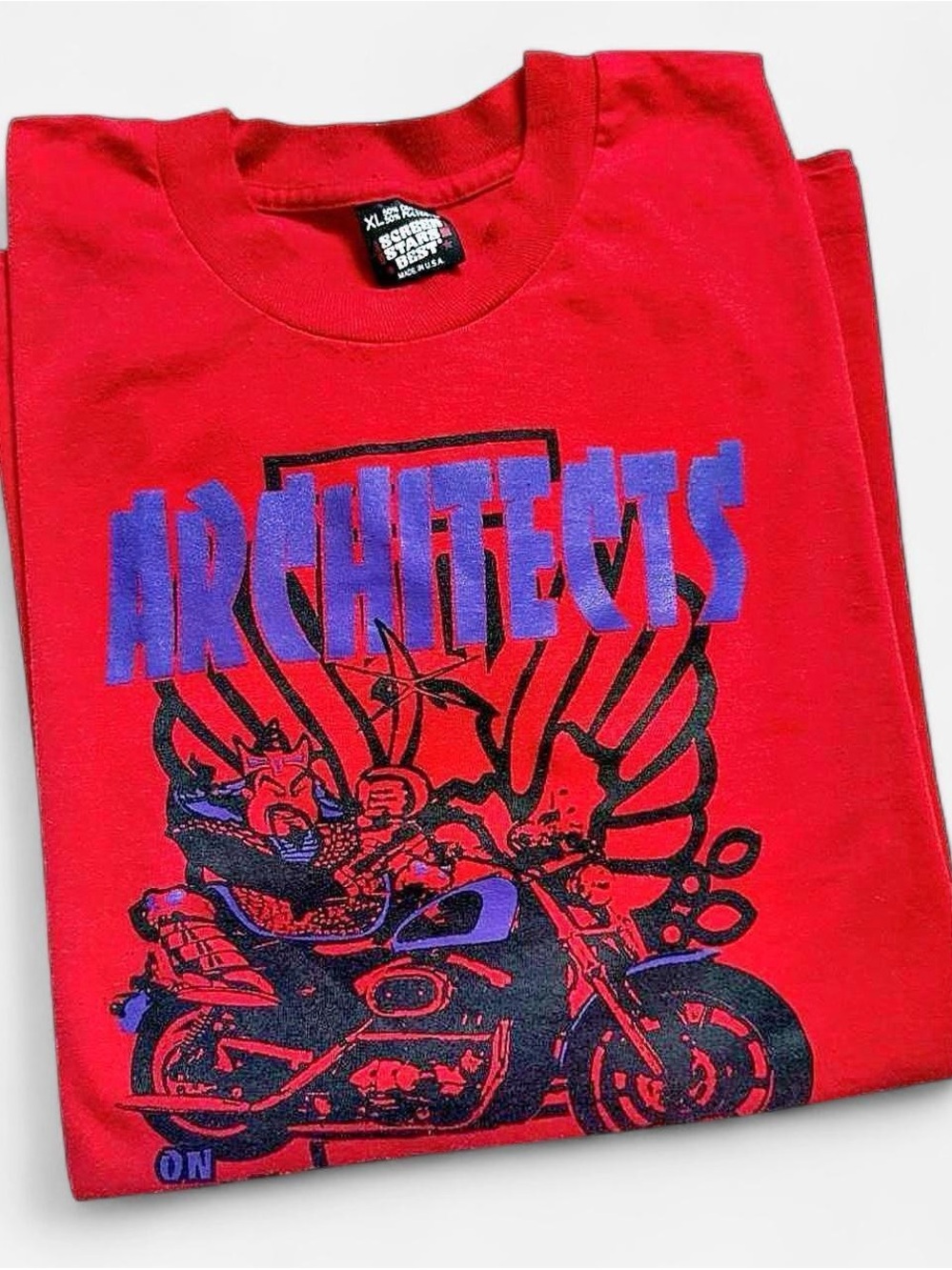 Vintage Architect Motorcycle Mechanic Red Graphic Tee - XL